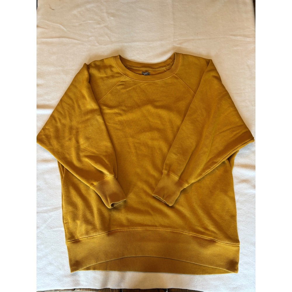 Aerie Mustard Yellow Raglan Crewneck Sweatshirt Womens M Pullover Top Pockets